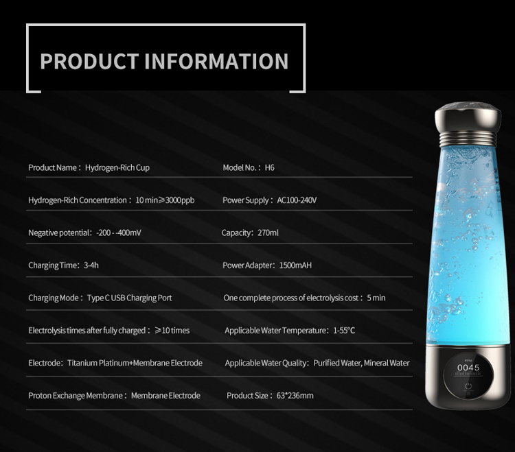 Hydrogen-rich water bottle